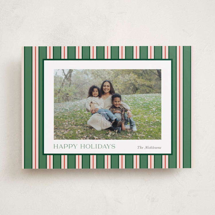 "Southern Stripes" - Holiday Cards in Juniper by Cindy Reynolds - Front