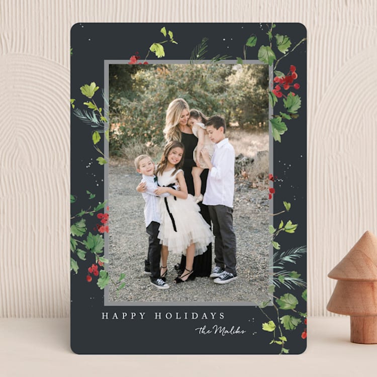"Festive Ivy" - Holiday Cards in Midnight by Kelly Ventura - Front