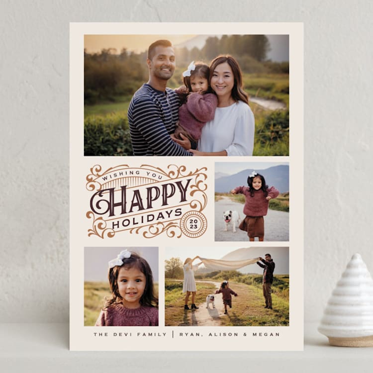 "Vintage Gallery" - Holiday Cards in Cream by Jill Means - Front
