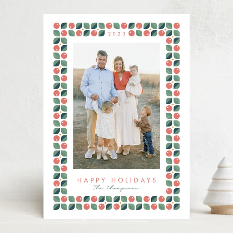 "Geo Holly" - Holiday Cards in Pine by Ashley Presutti Beasley - Front