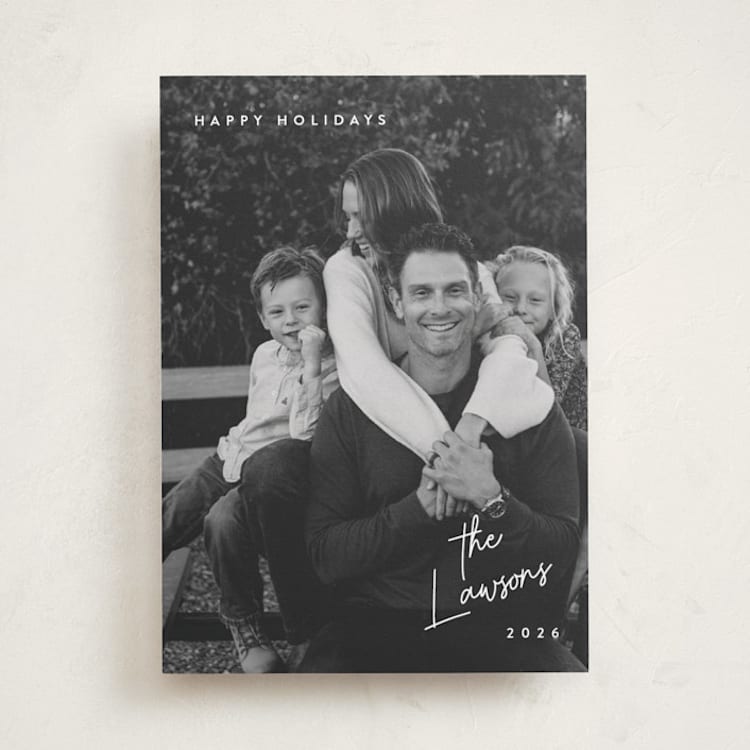 "Sans and Signature" - Holiday Cards in Snow by Hooray Creative - Front