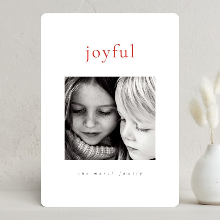 "Six" - Holiday Cards in Holly Berry by Up Up Creative - Front