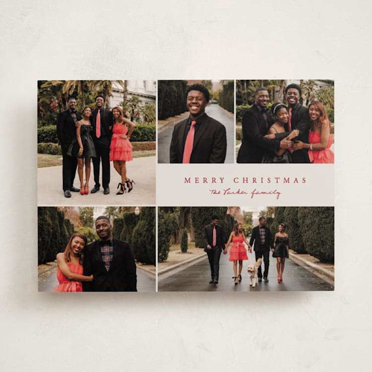 "Simple Five" - Holiday Cards in Poinsettia by Brianne Larsen - Front