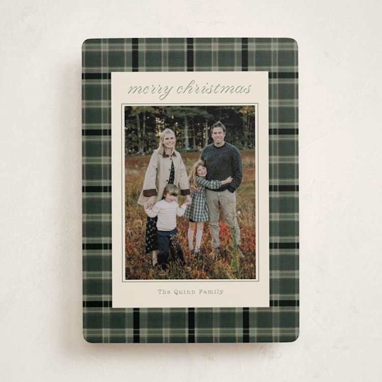 "Traditional Plaid" - Holiday Cards in Forest by Baumbirdy - Front