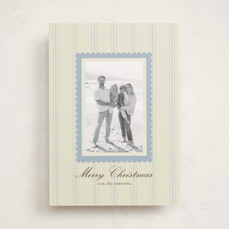 "Pinstripe" - Holiday Cards in Lake by Helena Vitto - Front