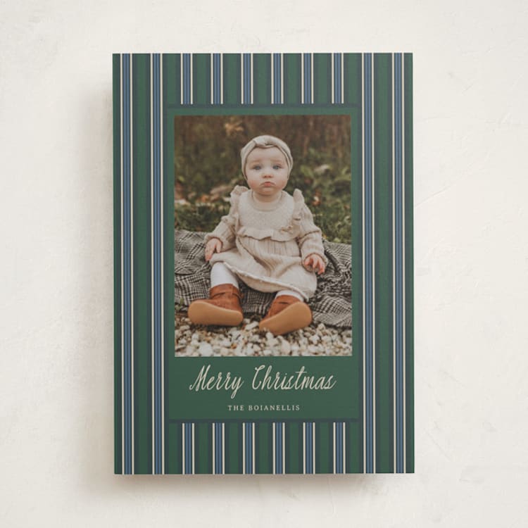 "Heritage Stripes" - Holiday Cards in Evergreen by Kaydi Bishop - Front