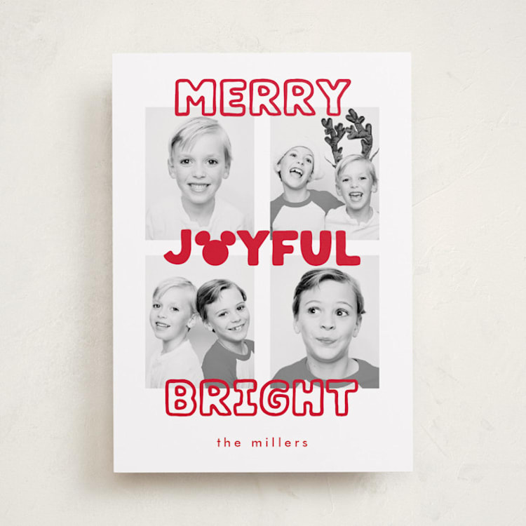 "Disney's Mickey Quad Squad" - Holiday Cards in Holly Berry by AK Graphics - Front