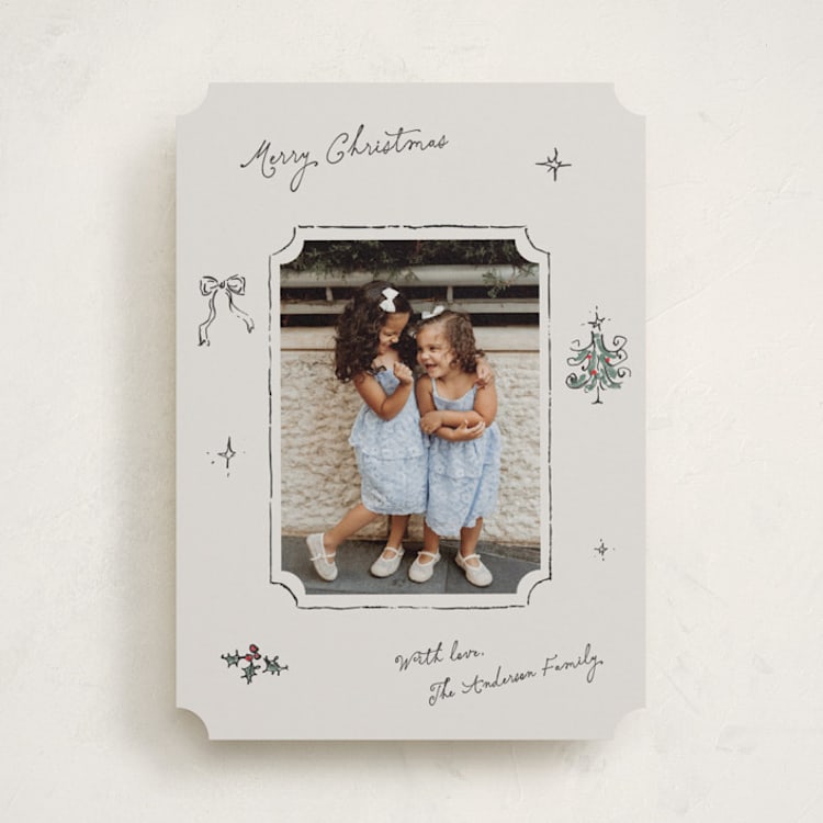 "Heirloom Holiday Sketch" - Holiday Cards in Ivory by Cass Loh - Front