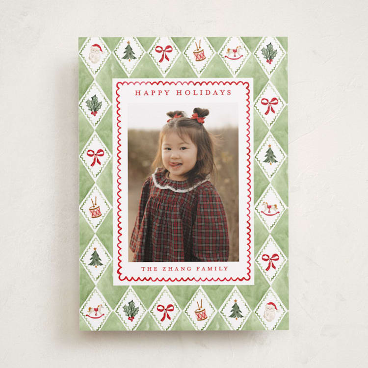 "Nostalgic Wrap" - Holiday Cards in Matcha by Sarah Knight - Front