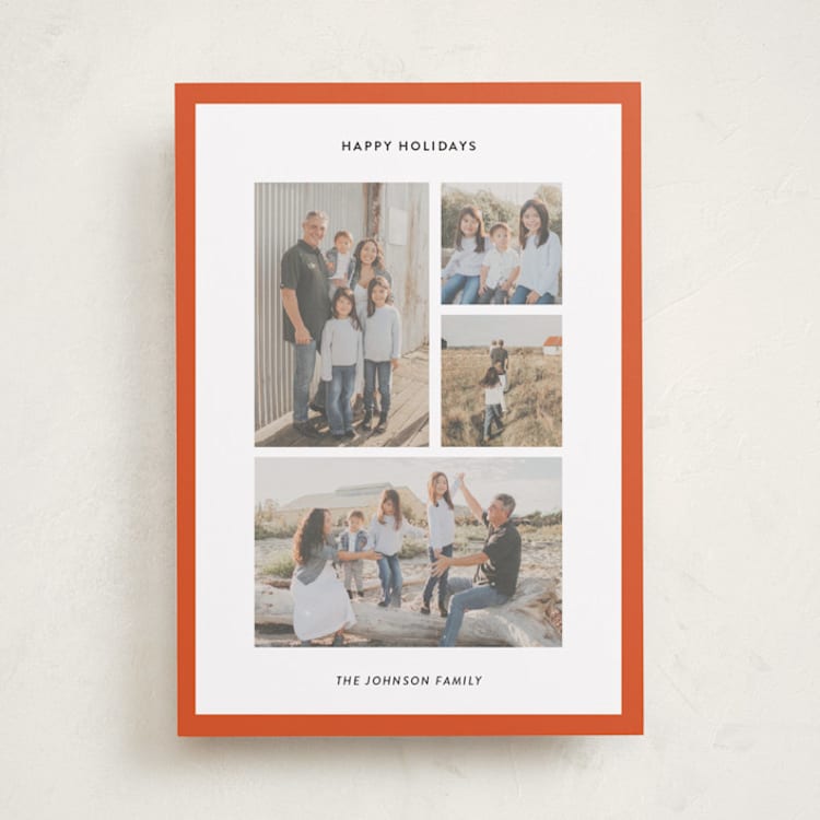 "Classic Collage" - Holiday Cards in Berry by Wendy Chung - Front