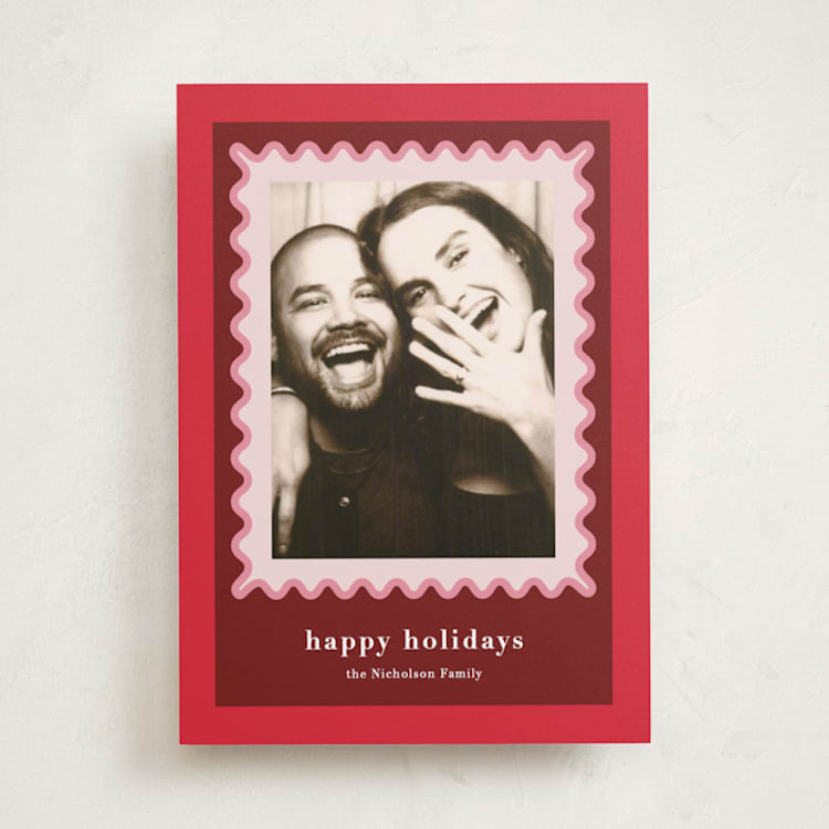 "Sent with Love" - Holiday Cards in Pomegranate by Melanie Kosuge - Front