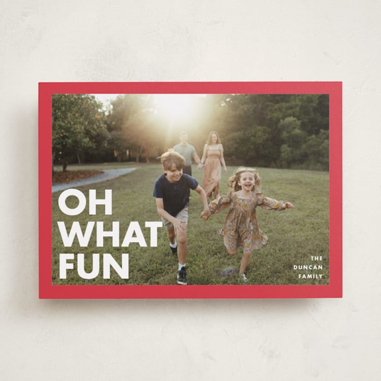 "Holiday Poster" - Holiday Cards in Santa Suit by Maria Alou - Front