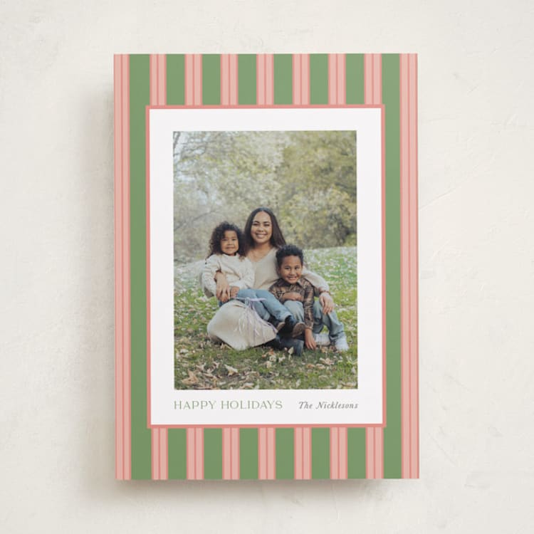 "Southern Stripes" - Holiday Cards in Azalea by Cindy Reynolds - Front