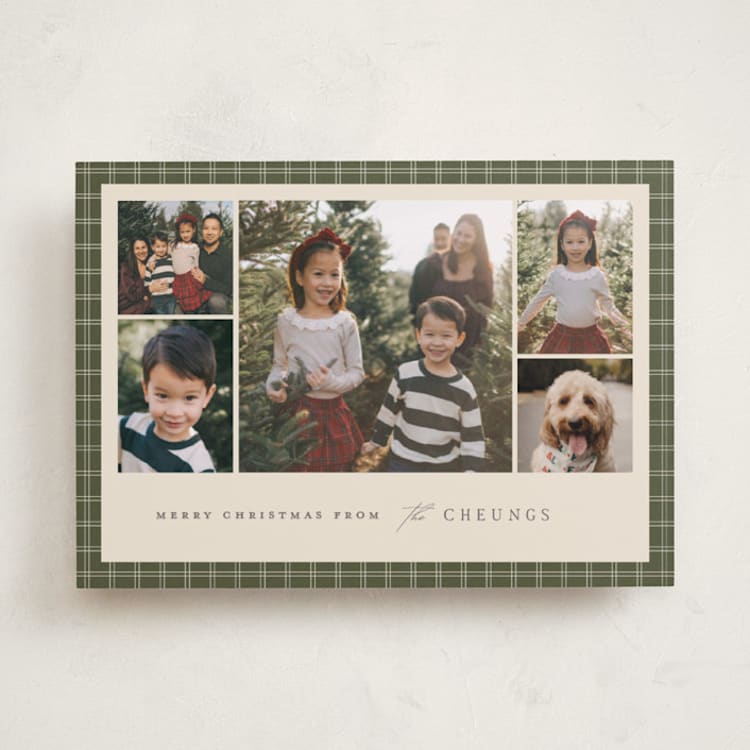 "Checked Edge" - Holiday Cards in Pine by Amy Kross - Front