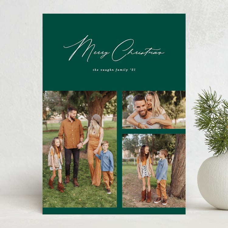 "Minimalist Grid" - Holiday Cards in Noble Fir by Erica Krystek - Front