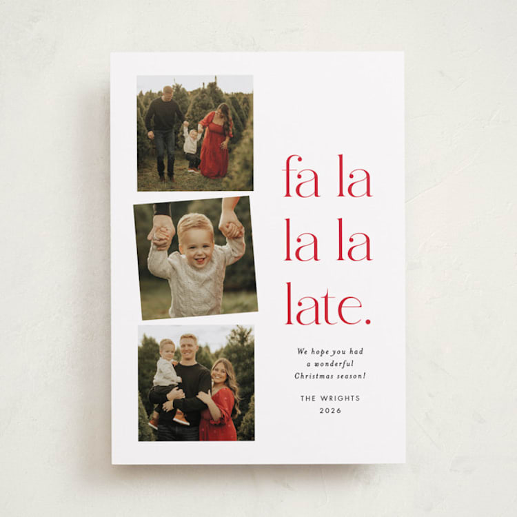 "Fa la la la late" - Holiday Cards in Crimson by Amy Payne - Front
