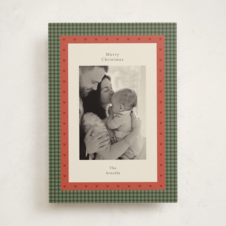 "Disney's Mickey Stamped Border" - Holiday Cards in Evergreen by Ellen Schlegelmilch - Front