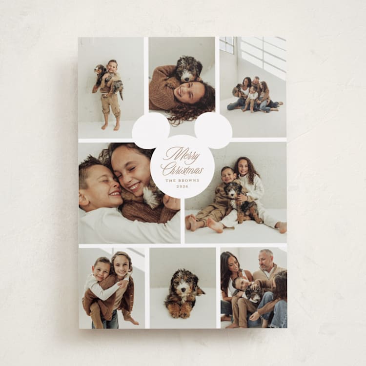 "Disney's Mickey Mouse Collage" - Holiday Cards in Caramel by Claudia Orengo - Front