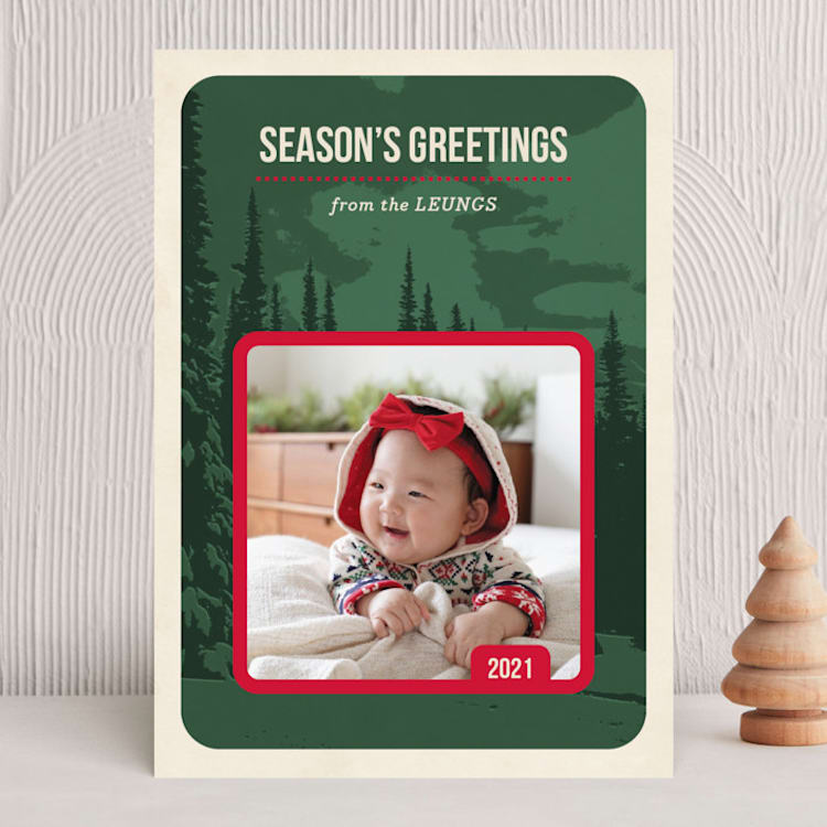 "Pine Mountain" - Holiday Cards in Pine by Alex Elko Design - Front