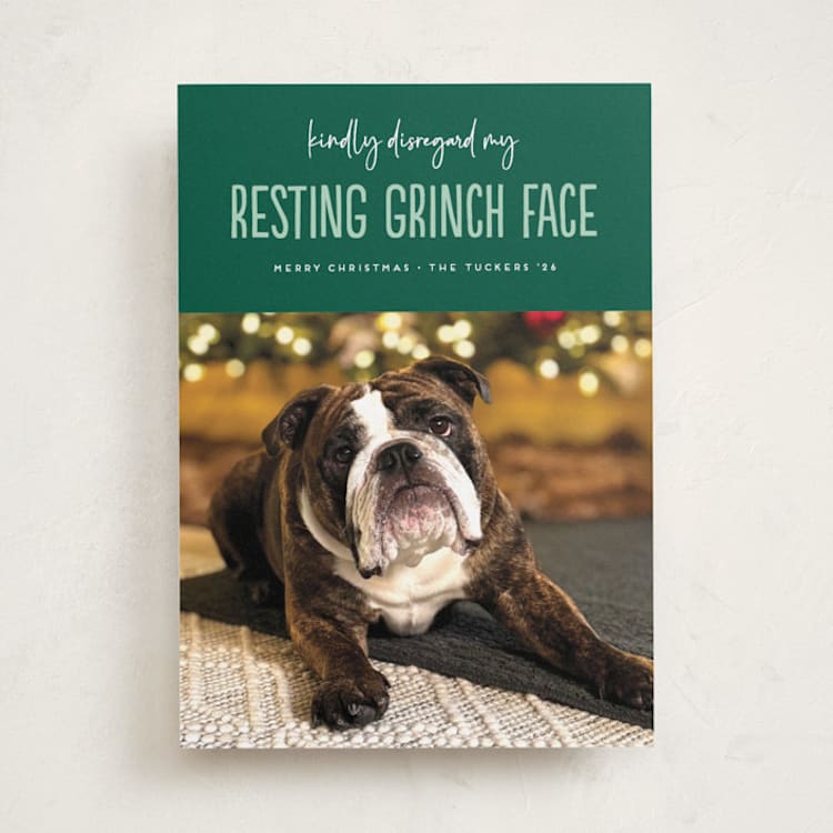 "Grinch Face" - Holiday Cards in Noble Fir by Erica Krystek - Front