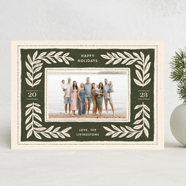 "Festive Foliage Frame" - Holiday Cards in Pine Needle by Kercia Jane - Front