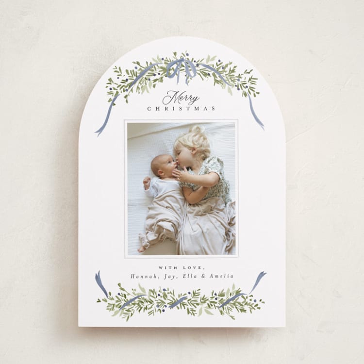 "Boughs of Pine" - Holiday Cards in Blue Spruce by Everett Paper Goods - Front