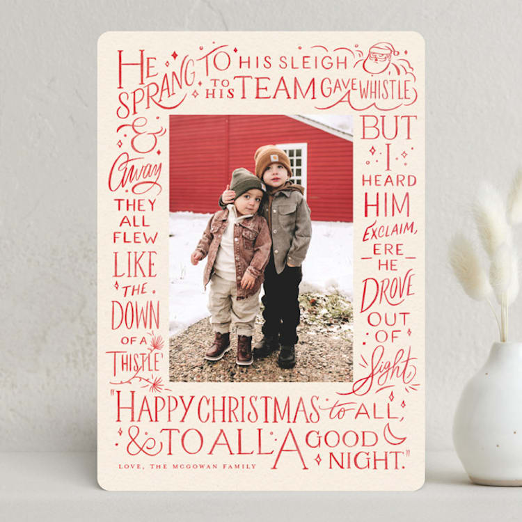 "Happy Christmas to All" - Holiday Cards in Cranberry by Morgan Ramberg - Front
