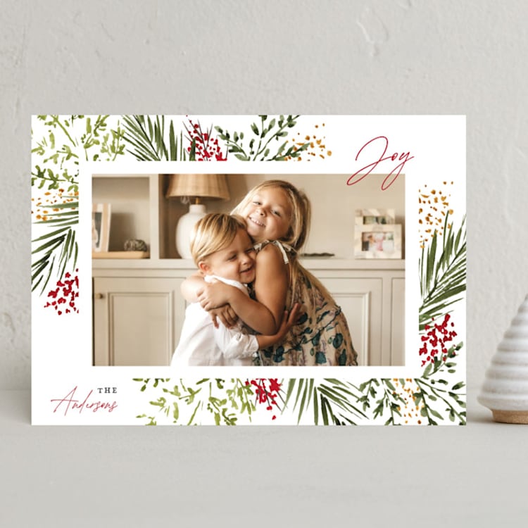 "Joyous Spirit" - Holiday Cards in Crimson by Beth Schneider - Front