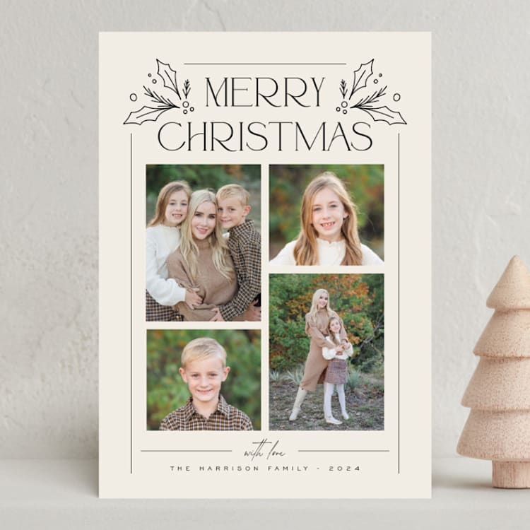 "Holly Photo Collage" - Holiday Cards in Eggnog by Nicole Barreto - Front