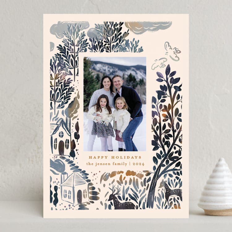 "Over The River" - Holiday Cards in Winter Frost by Julie Murray - Front