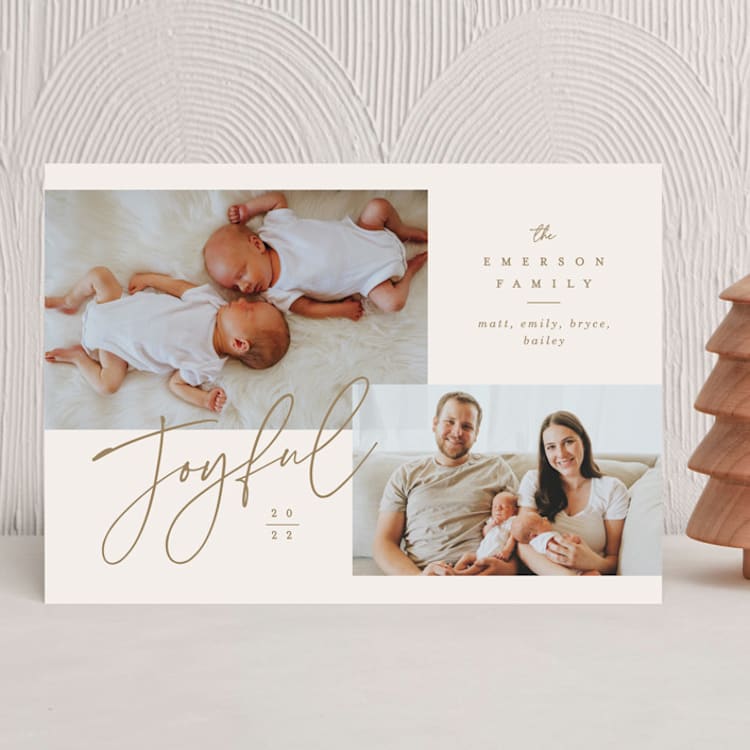 "Joyful Pair" - Holiday Cards in Golden by Erica Krystek - Front