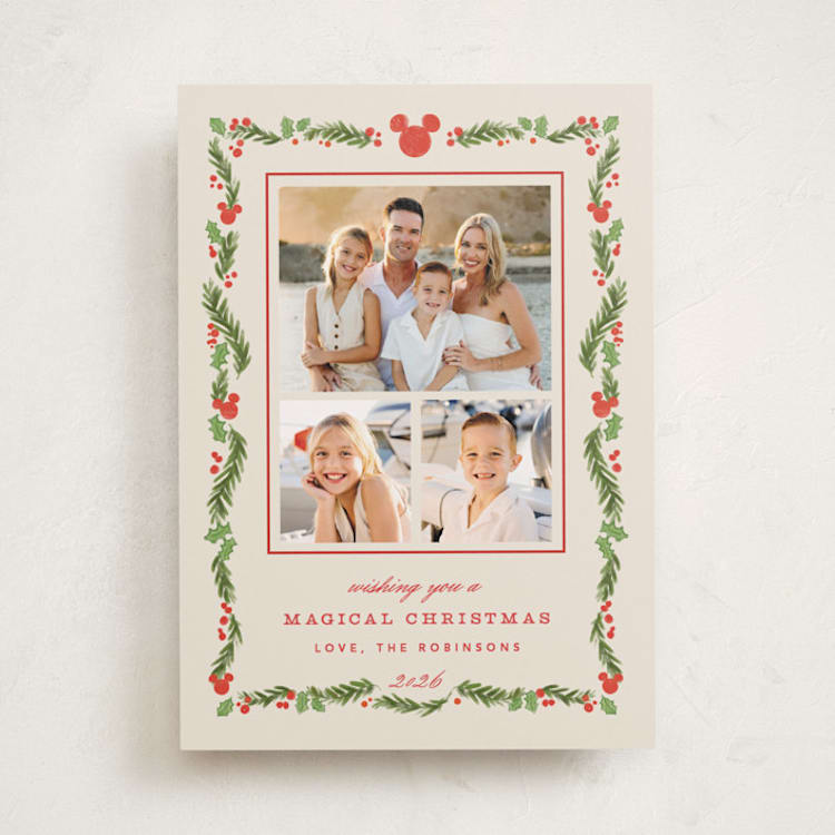 "Disney’s mickey Vintage holiday greens" - Holiday Cards in Stocking by Creo Study - Front