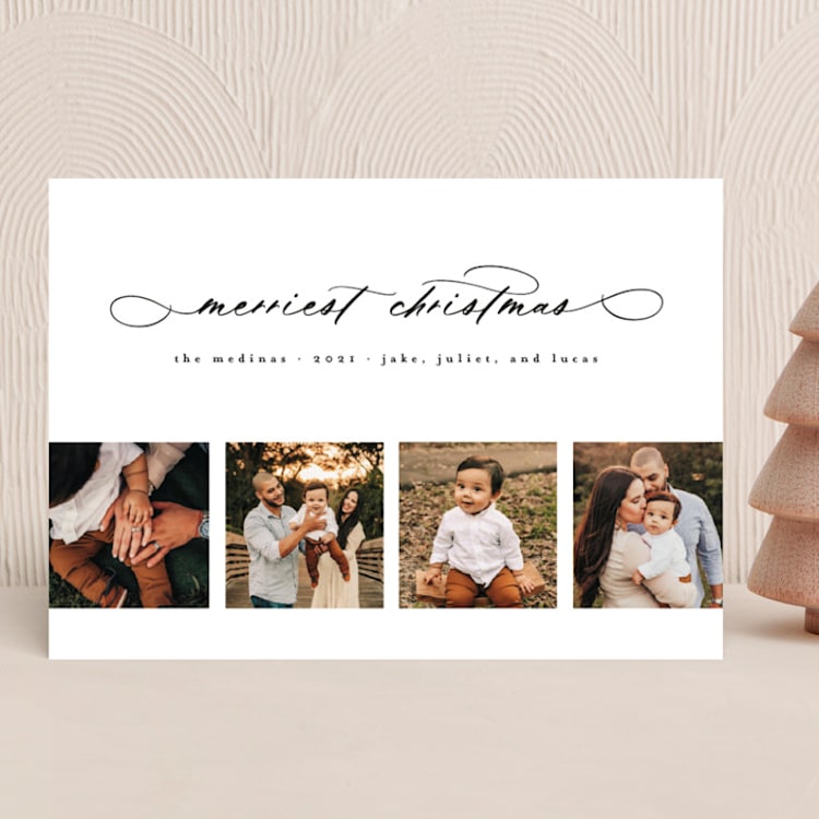 "Merry Photo Strip" - Holiday Cards in Slate by Leah Ragain - Front