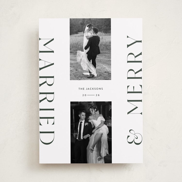 "Merrily Married" - Holiday Cards in Fir by Laura Bercovich - Front