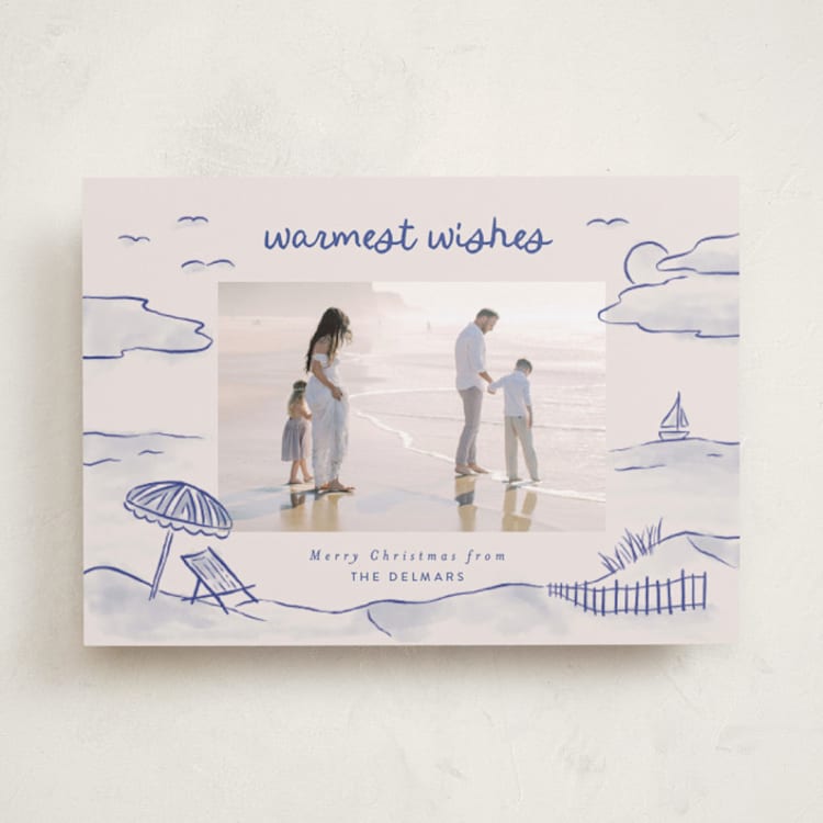 "Tis the Sea Sun" - Holiday Cards in Ocean by Pink House Press - Front