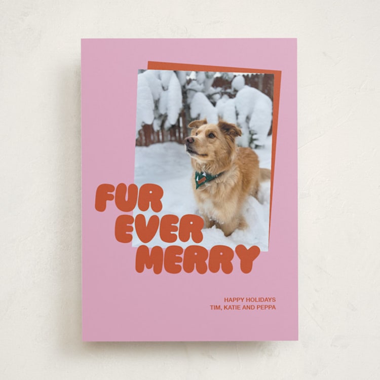"Furever" - Holiday Cards in Berry by Inkblot Design - Front
