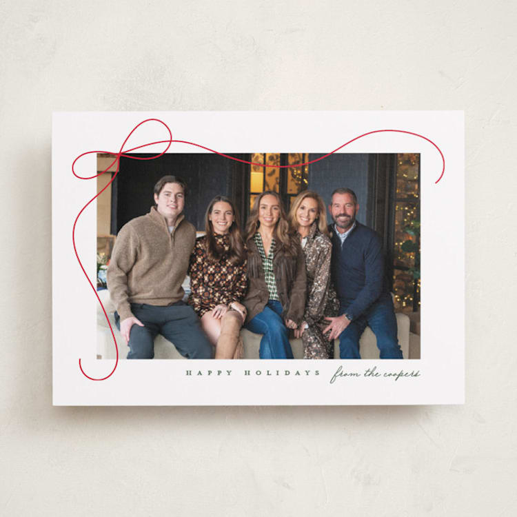 "Cascading Bow" - Holiday Cards in Snow by Lauren Chism - Front