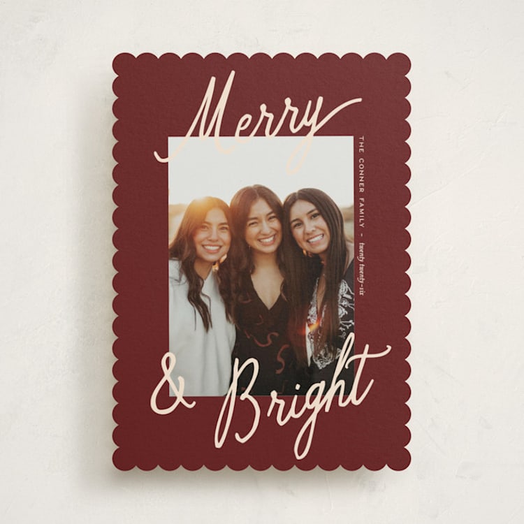 "Jottings" - Holiday Cards in Cranberry by Pixel and Hank - Front