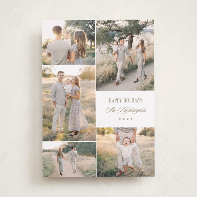 "Minimal Five" - Holiday Cards in Champagne by Kelly Schmidt - Front