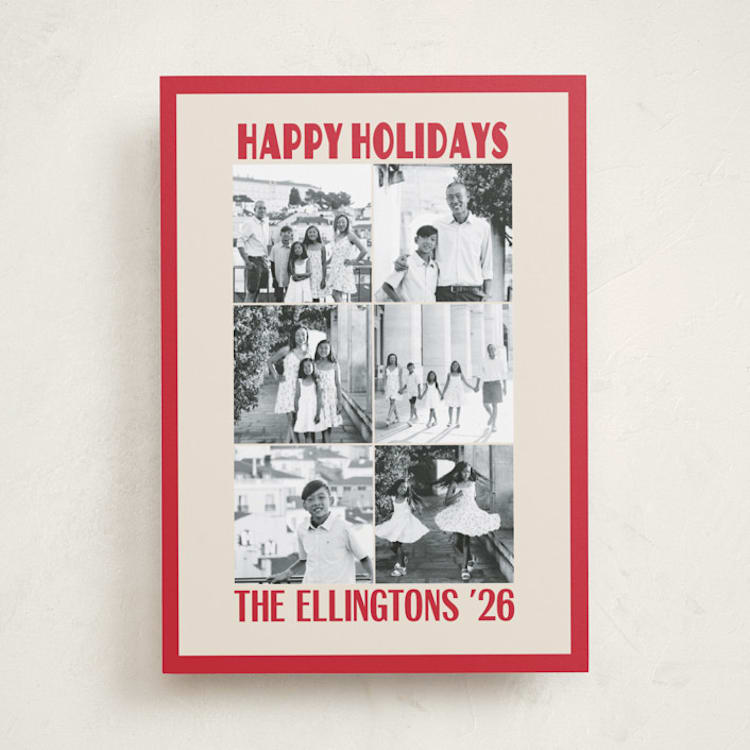 "The Grid" - Holiday Cards in Cardinal by Beth Vassalo - Front