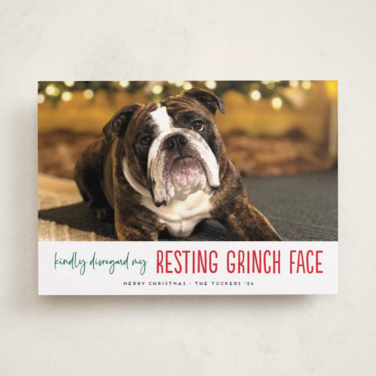 "Grinch Face" - Holiday Cards in Snowball by Erica Krystek - Front