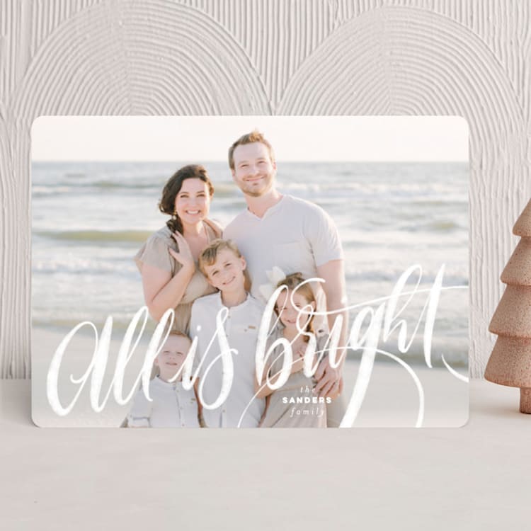 "All is Bright" - Holiday Cards in Frost by Pink House Press - Front