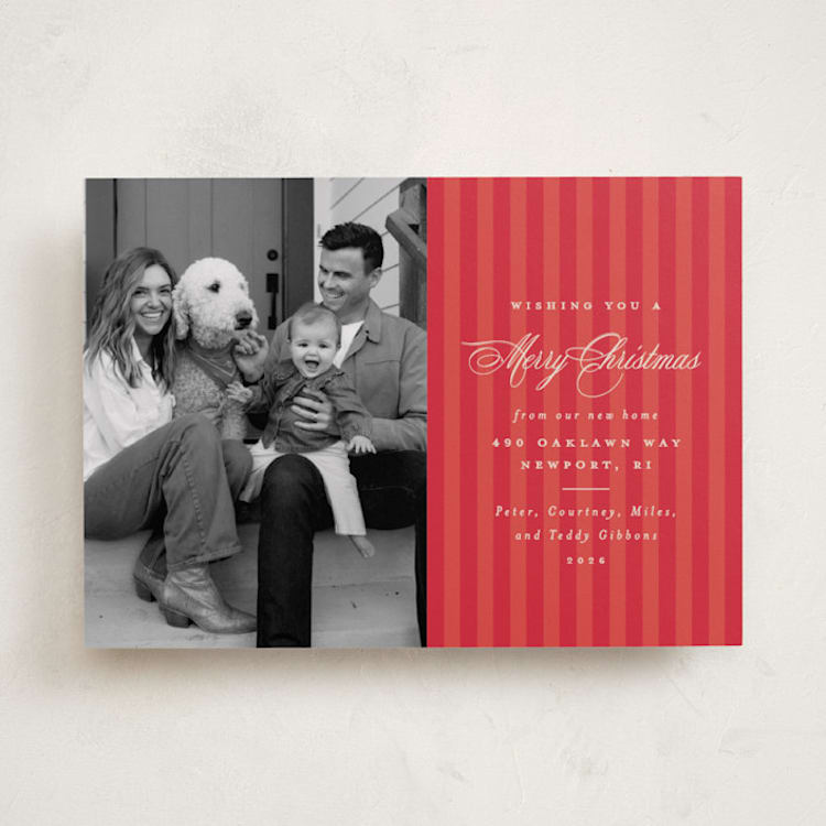 "Charming Stripe" - Holiday Cards in Santa Suit by Olivia Raufman - Front