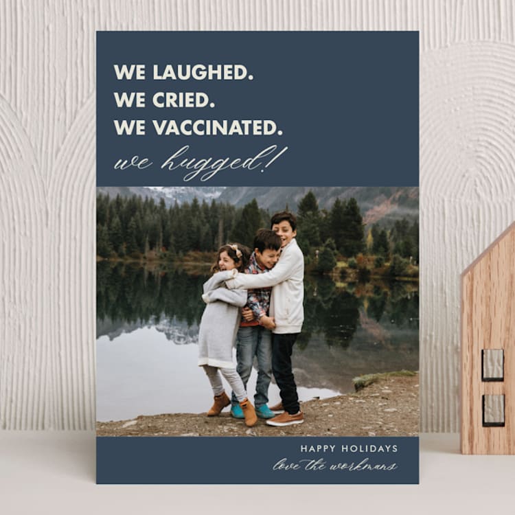 "We Made It" - Holiday Cards in Denim by Beth Schneider - Front