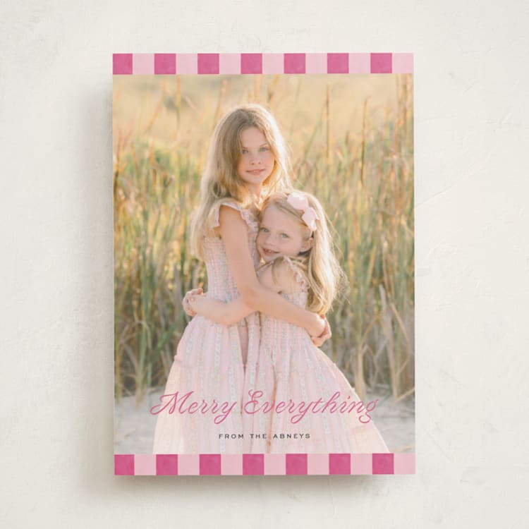 "cabana check" - Holiday Cards in Poppy by Sara Hicks Malone - Front
