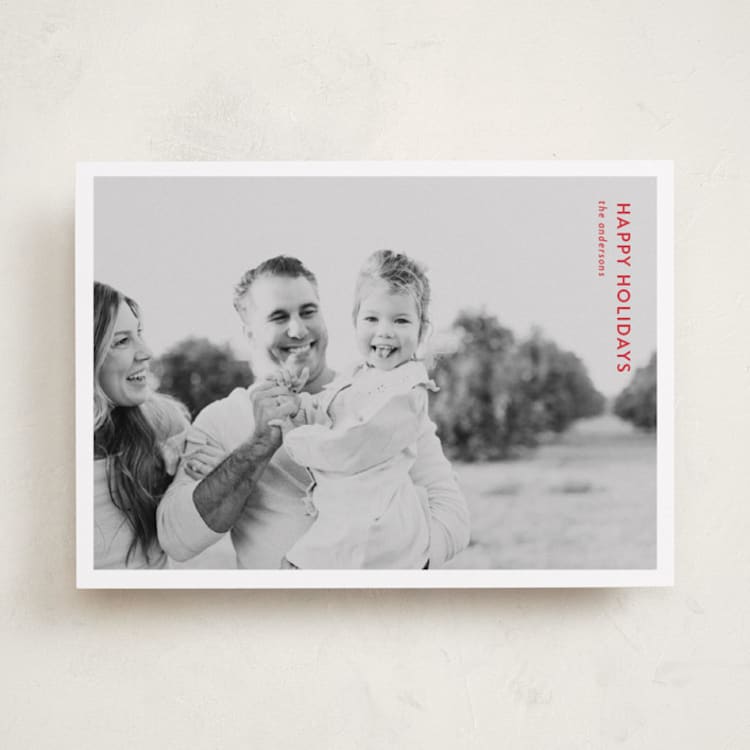 "Modern Postcard" - Holiday Cards in Berry by Wendy Chung - Front