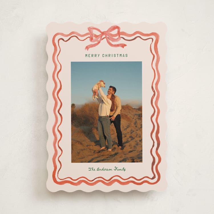 "watercolor ribbon frame" - Holiday Cards in Cherry by Cass Loh - Front