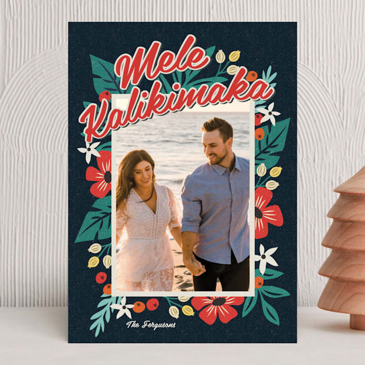 "Bold Tropic Florals" - Holiday Cards in Midnight by Nam Bourassa - Front