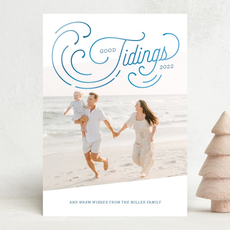 "Holiday Tides" - Holiday Cards in Azul by Paige Rothhaar - Front
