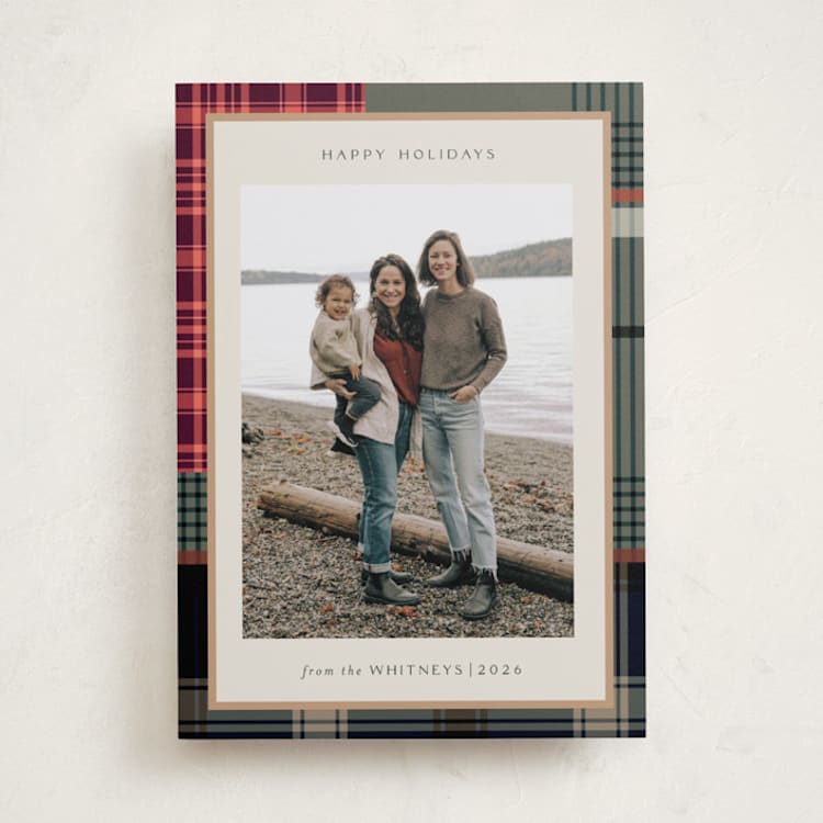 "Antiqued Plaid" - Holiday Cards in Rustic by Makewells - Front